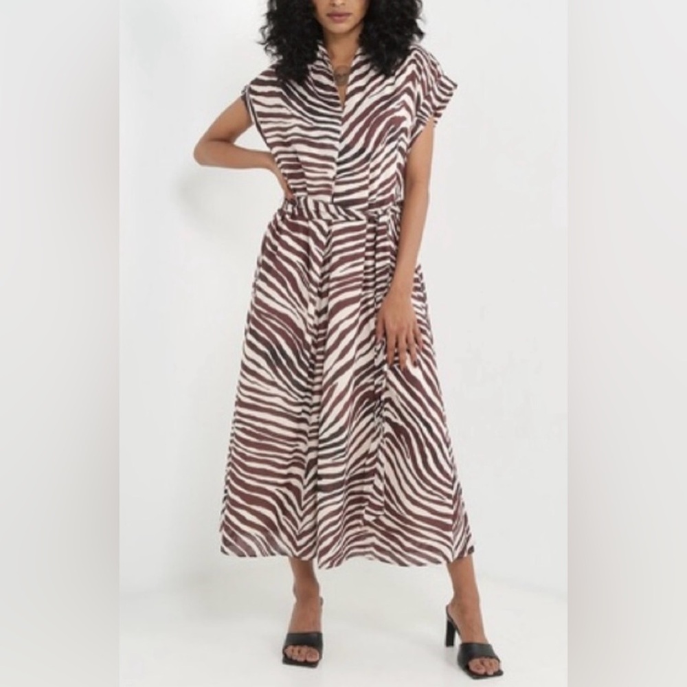 TIE-WAIST MIDI SHIRTDRESS